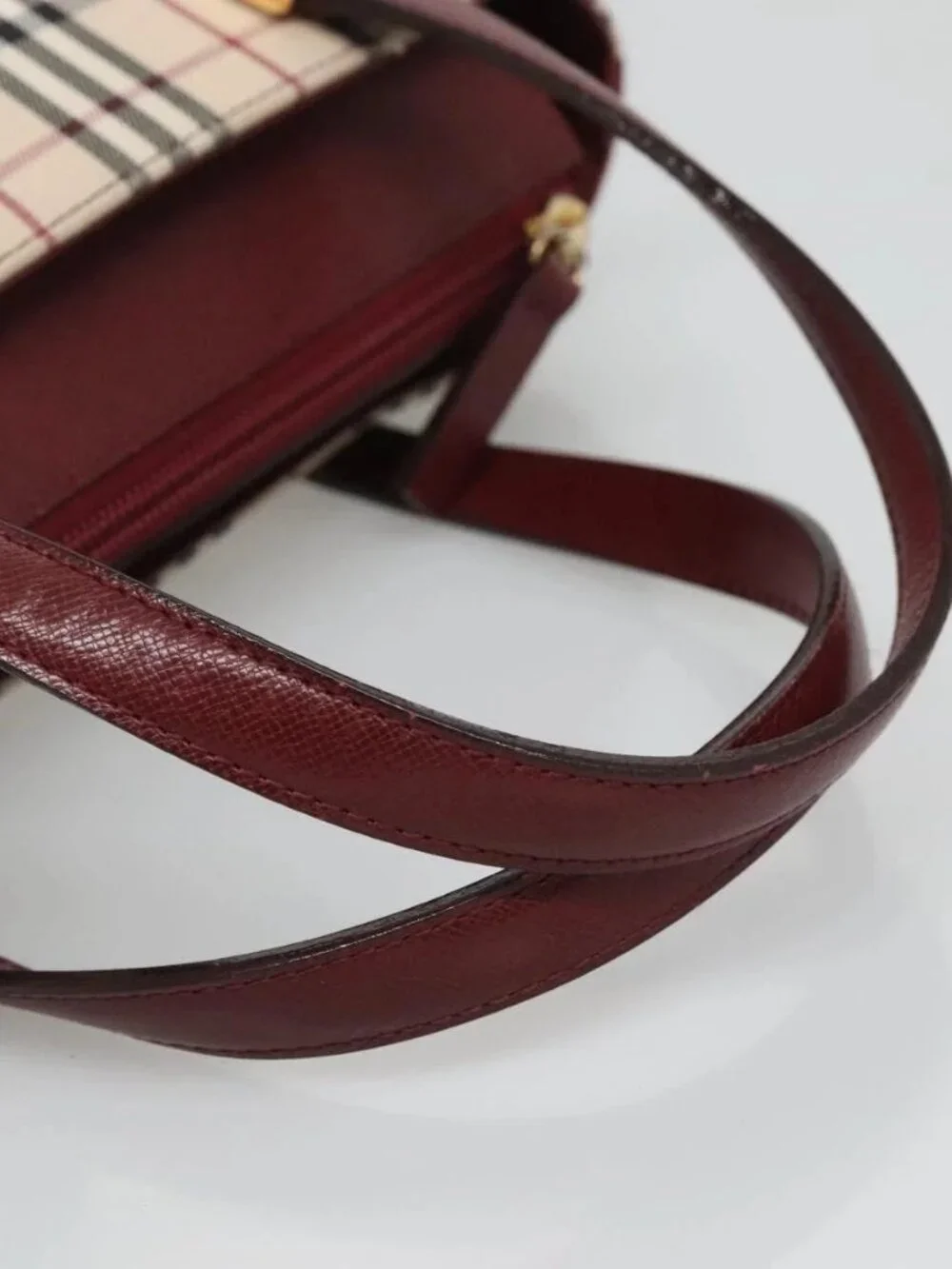 BURBERRY Nova Check Tote Bag Canvas Beige Gold Auth 118162 - Picture 7 of 14